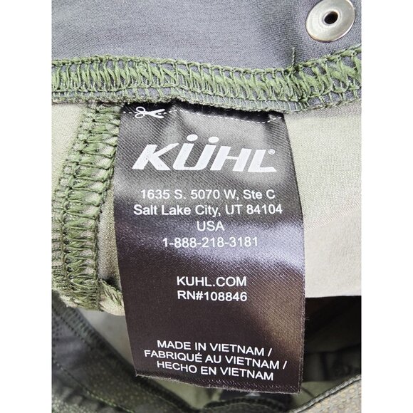 Kuhl Size 14 Womens Green Camo Belt Loop Logo 6 Pocket Zip Draw String Shorts - Picture 12 of 12